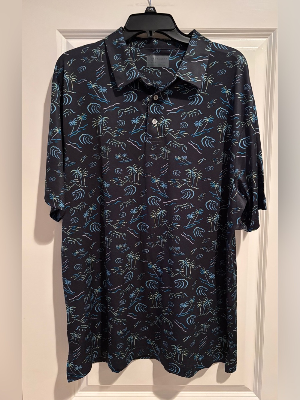 PGA TOUR ProSeries Polo Shirt Large Black Tropical Golf Performance